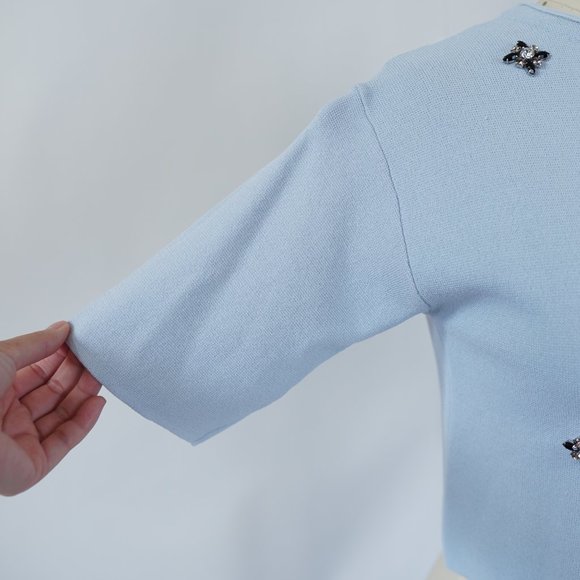 ASOS Petite Embellished Knit Cropped Top 0 Blue - Picture 4 of 9